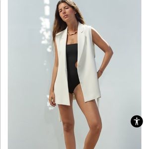 Zara White Vest with Slits XS